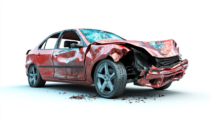 Car damaged isolated on a white background