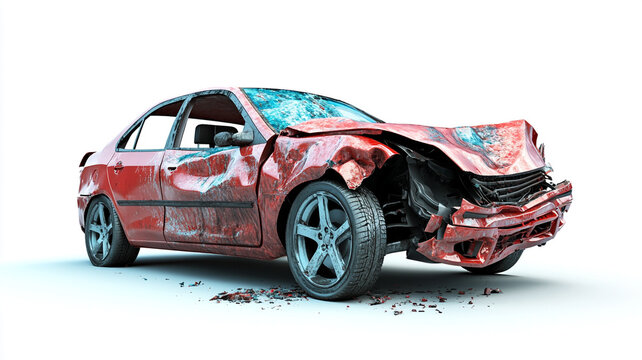 Car damaged isolated on a white background