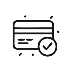 Payment Approved Icon – Credit Card with Check Mark Line Art