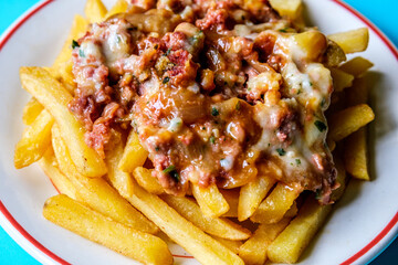 Classic Meal Of Corned Beef Hash and Chips