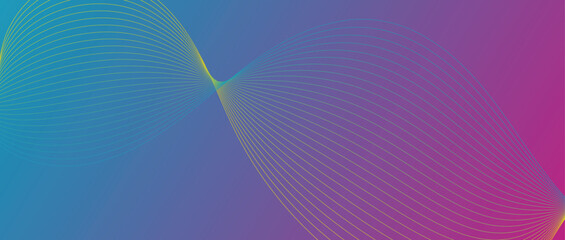 Abstract wave lines in blue yellow gradient on minimalist background. Futuristic and dynamic look, perfect for tech, digital, and modern design projects.