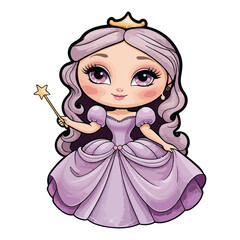 Fototapeta premium Chibi Girl Princess Character in Fancy Dress Icons