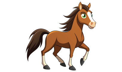 Obraz premium Cute cartoon brown horse illustration