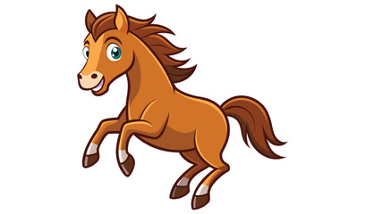 Happy cartoon horse jumping illustration