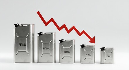 This impactful graphic illustrates the falling cost of petrol, serving as a powerful creative concept for discussions on economic shifts and the future of energy consumption.