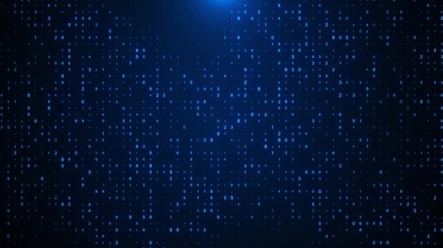 Random digital data matrix of binary code numbers text space. motion background for technology, cyberspace big data Digital world data space number. cyber security, data code, communication business - Powered by Adobe