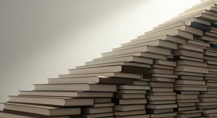 Obraz premium A staircase is constructed from stacks of books, symbolizing knowledge, learning, and achievement.