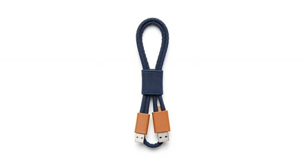 Naklejka premium Navy blue braided usb charging cable