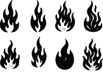 Hand-drawn fire flames shilouette in doodle style