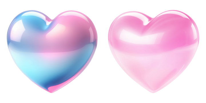 Transparent Background 3D Heart Holographic Icon