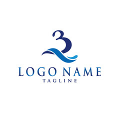 Vector logo with a combination of the number 3 and the letter R