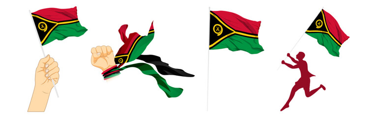 Vector illustration of Vanuatu flag composition on transparent background