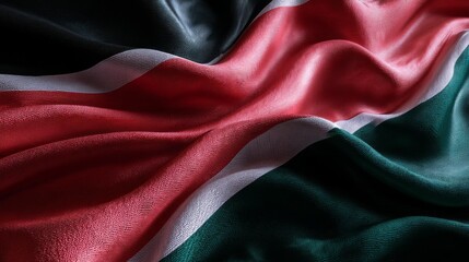 Silk flag of Kenya waving gently in celebration of independence day festivities