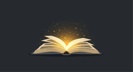 open book with glowing lights