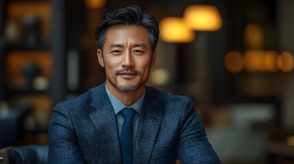 Obraz premium Asian business executive analyzing investment portfolios in luxury office