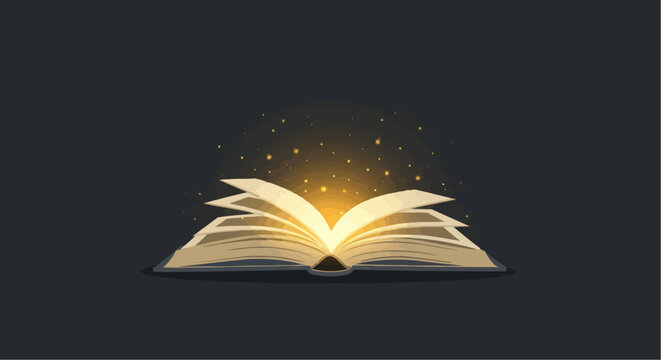 open book with glowing lights