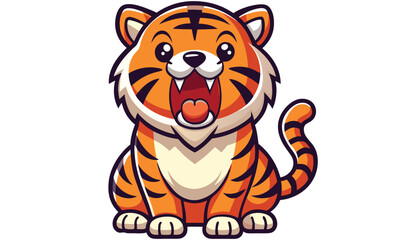Cute cartoon tiger roaring illustration