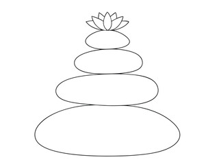 Zen Stone Stack with Lotus Flower Outline for Coloring and Meditation