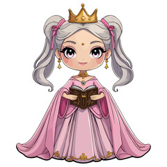 Fototapeta premium Cute Royal Chibi Girl Icon Pack with Dresses
