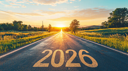 long road leading into the distance with the bold number 2026 New Year
