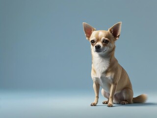 Obraz premium Chihuahua Elegance: A charming chihuahua gazes intently, embodying the playful spirit and poised charm of a beloved companion.