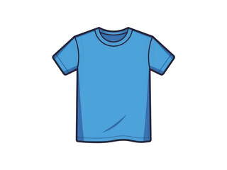 a simple flat 2d icon of a folded t shirt, minimalist design, solid blue color, clean sharp lines, no shadows, isolated on a plain white background