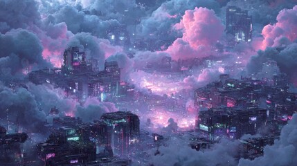 Obraz premium Digital environment and innovative cloud solutions for future cities