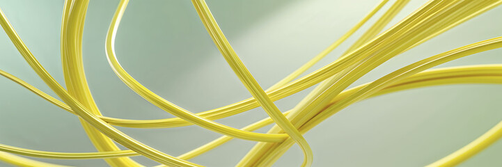 Swirling yellow lines create an abstract design against a soft backdrop in a dynamic composition