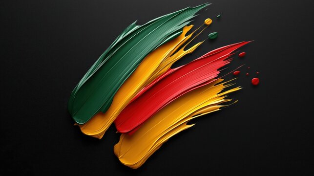 Colorful abstract composition in minimalist vector style featuring paint strokes on a dark background