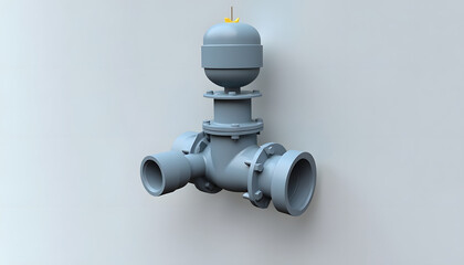 Grey irrigation pipe and valve. Represents water management, agriculture, or modern farming technology. Essential for crop watering and sustainability.
