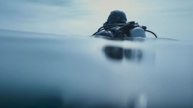 Scuba Diver Preparing for Descent
