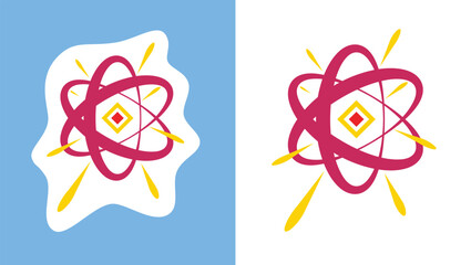 Symbol of Atomic energy and the Smallest Particles. Icon for Logo or illustration in Scientific project, Vector illustration.