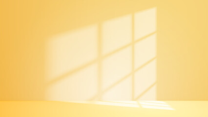 Vector background of empty yellow and orange room with shadows of window for product presentation