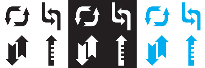 Arrows icon set. Icon of transfer, exchange, direction, cursor, piointer, switch, change, swap,  etc.  Vector illustration. isolated on white and black background. EPS 10