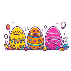 Colorful Easter Eggs on a White Background