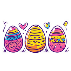 Colorful Easter Eggs on a White Background