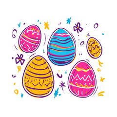Colorful Easter Eggs on a White Background