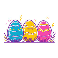 Colorful Easter Eggs on a White Background