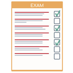 School exam paper banner. Vector illustration representing academic testing, isolated on a transparent background. Image template for social media, website, post, information article. Vector EPS10