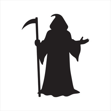 recommend clip art: Grim Reaper silhouette vector icon with a scythe
