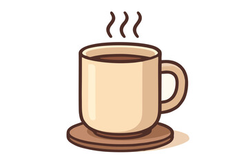 Steaming Coffee Mug Cartoon Illustration