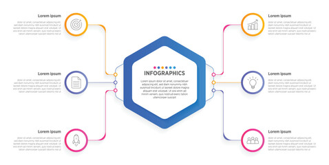 Modern Vector infographic label design with circle infographic template design and 6 options or steps. Can be used for process diagram, presentations, workflow layout, banner, flow chart, info graph.
