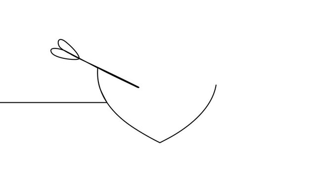 Heart shape with arrow continuous line drawing animated video.