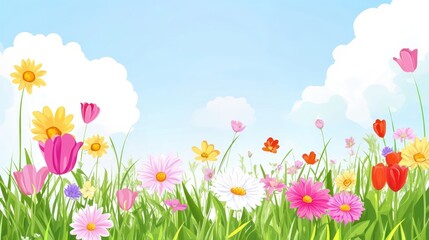 Fototapeta premium Flowers spring illustration wildflowers.