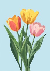 Naklejka premium Flowers tulip illustration colorful.