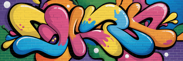 Obraz premium Vibrant Street Art Mural A Colorful Explosion of Graffiti Art