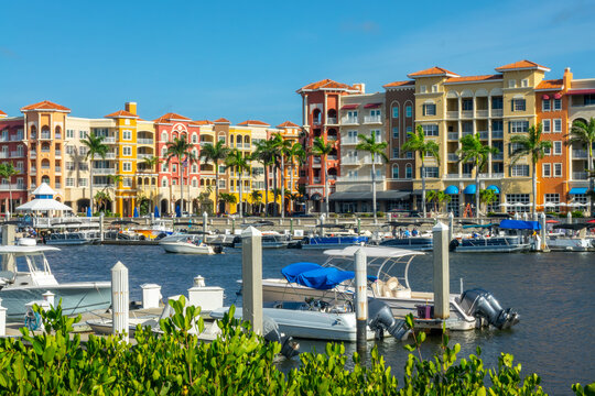 Downtown Naples, Florida. City view from the Marina