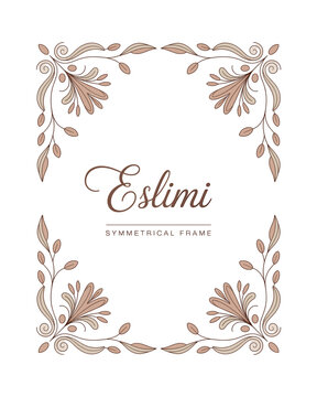 Islamic Eslimi Art Frame &ndash; Iranian Floral Border Vector for Text