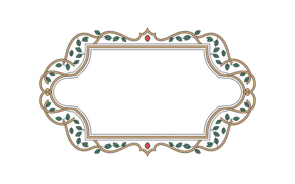 Islamic Eslimi Art Frame &ndash; Iranian Floral Border Vector for Text