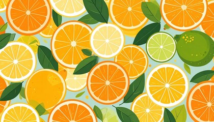Colorful Citrus Fruit Slices Pattern